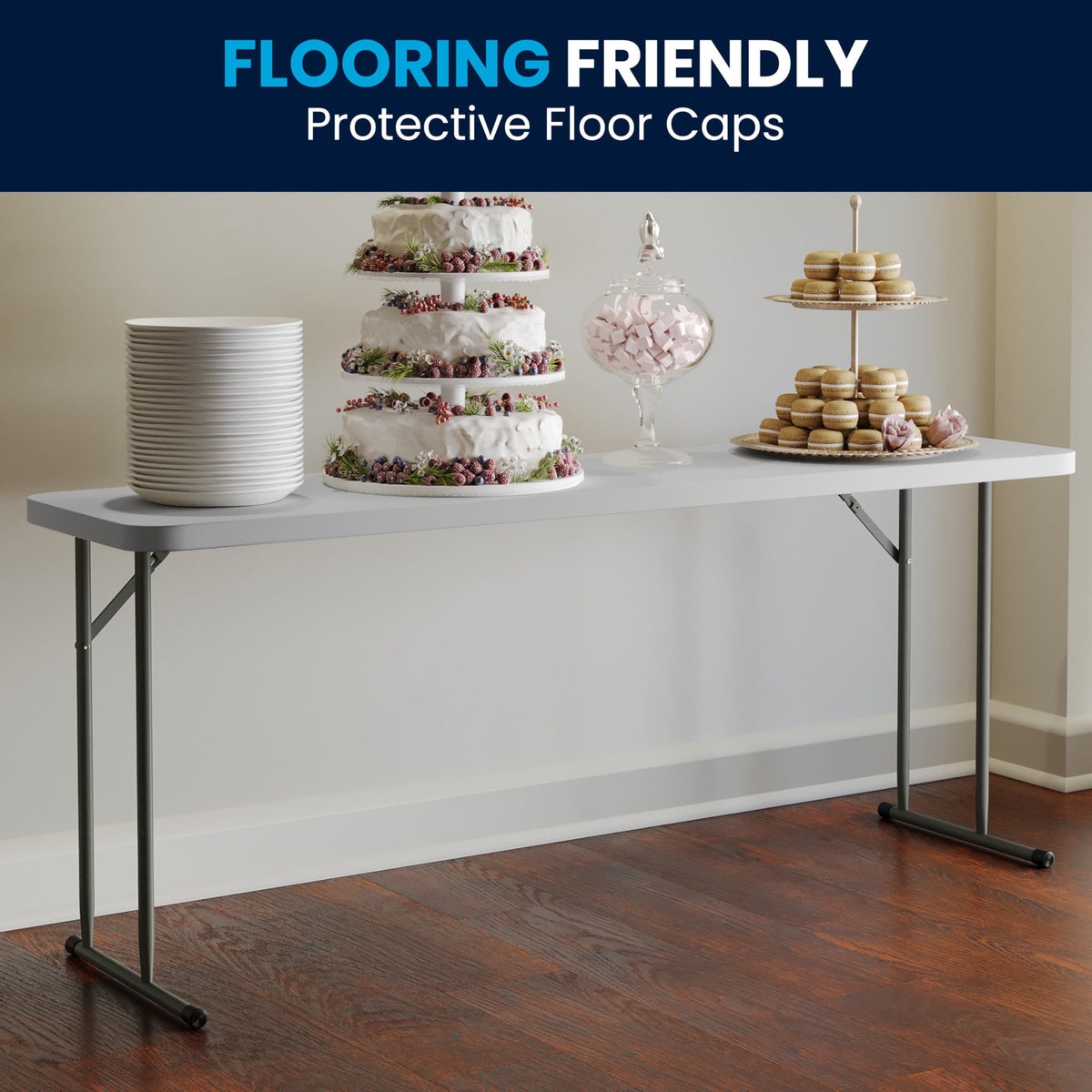 Plastic Folding Table, Granite White, 10-Pack E264