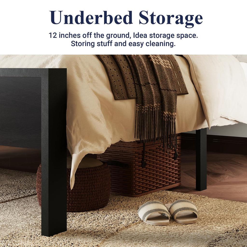 Queen Size Black Oak Bed Frame N4424