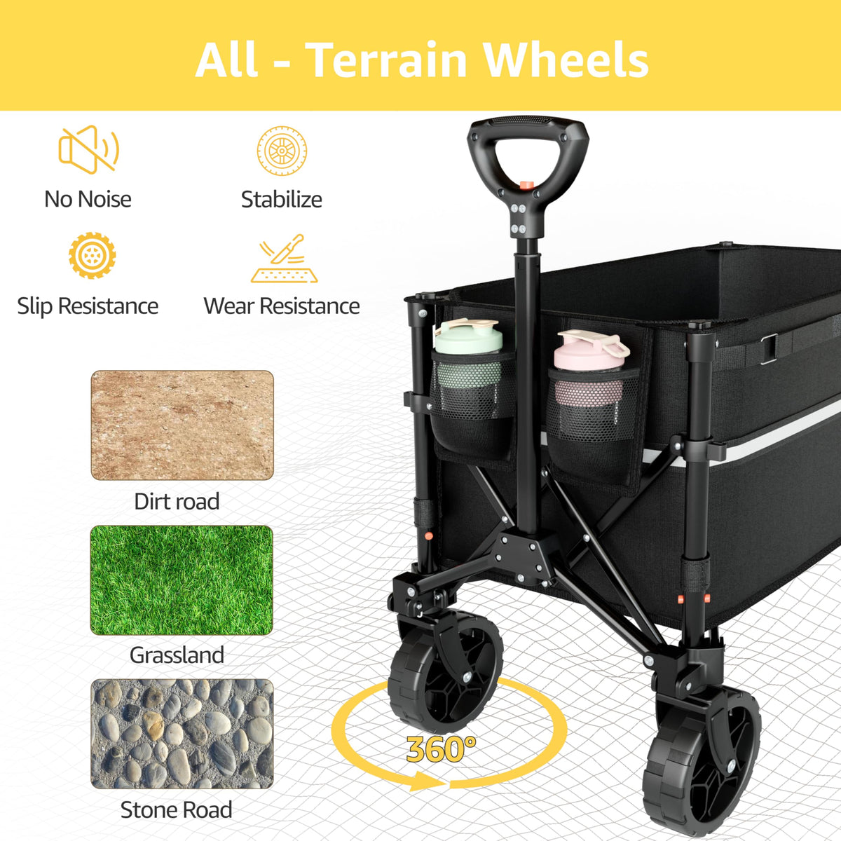 Collapsible Heavy Duty Wagon Cart with Wheels 120L Black N748