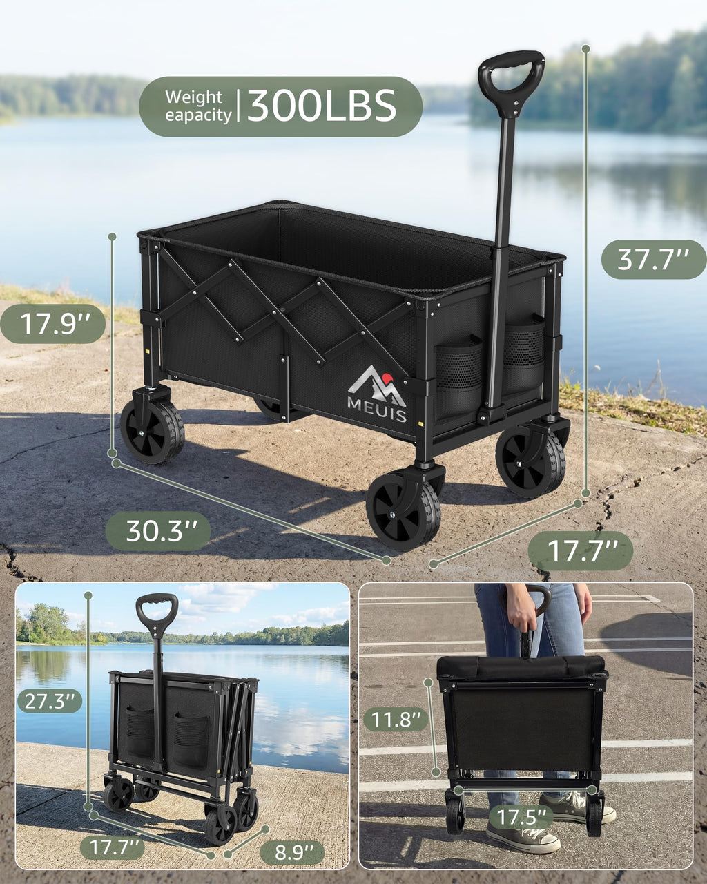 Collapsible Grocery Wagon Cart with Wheels Y869