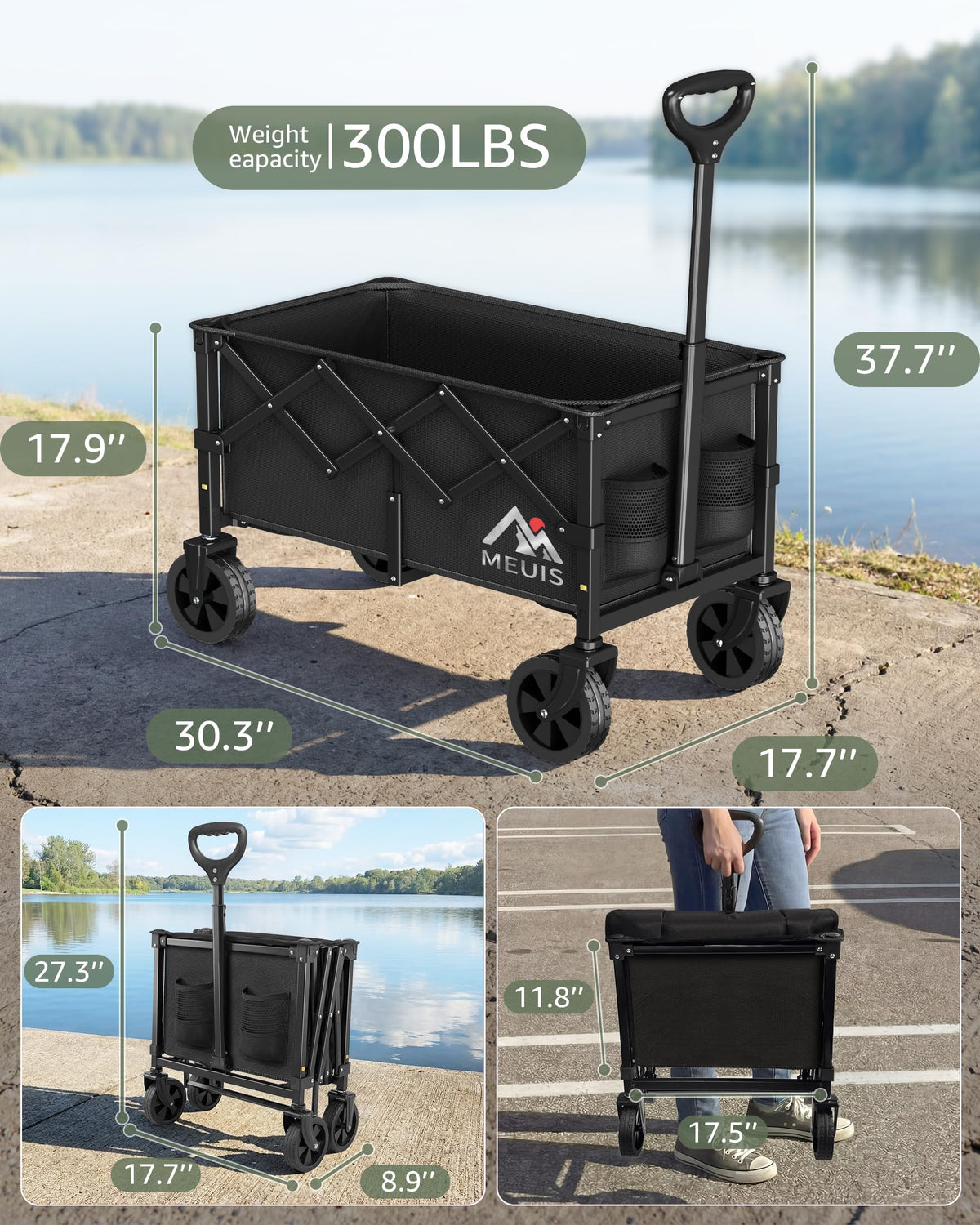 Collapsible Grocery Wagon Cart with Wheels Y869