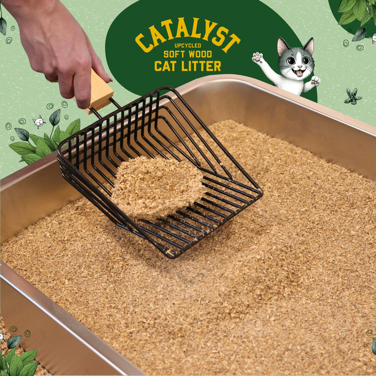 Natural Soft Wood Cat Litter Set of 2 H3207