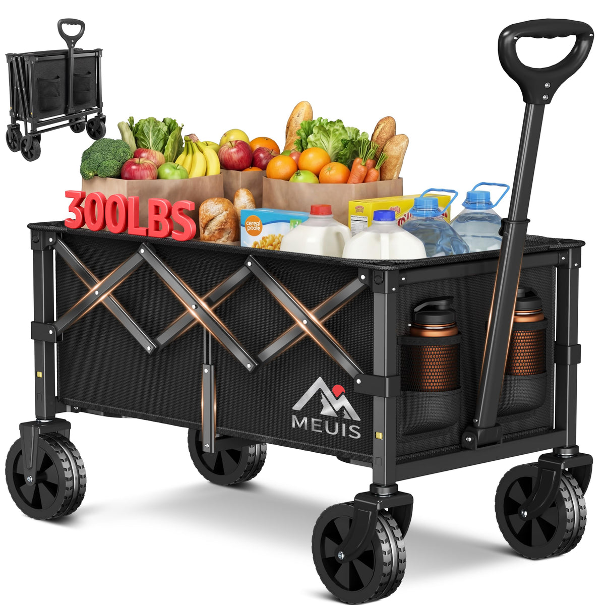Collapsible Grocery Wagon Cart with Wheels Y869