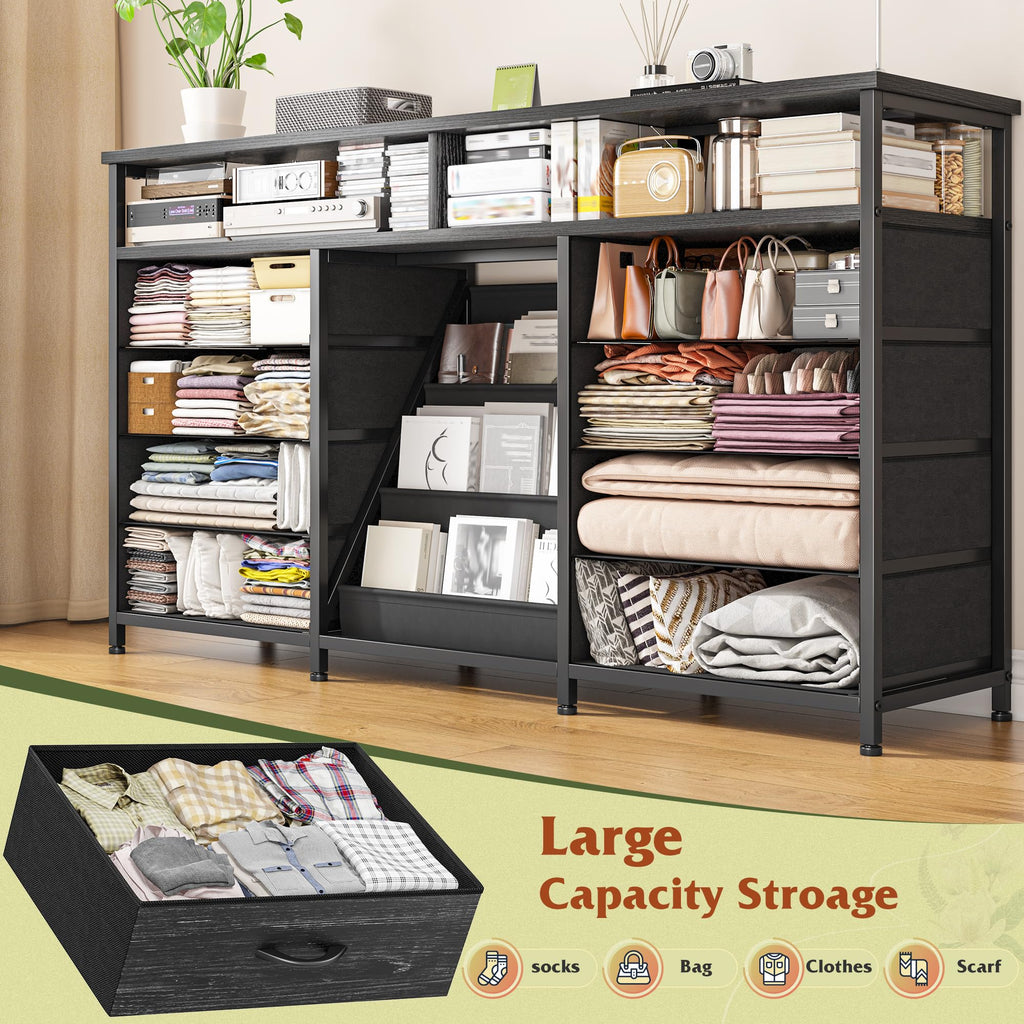 55" W LED Dresser with 8 Drawers & Power Outlet H3655